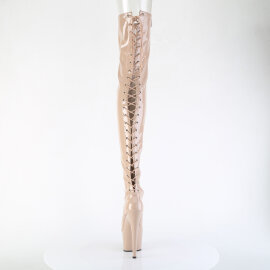 Pleaser ADORE-3850 Platform Overknee Boots Patent Beige EU-38 / US-8