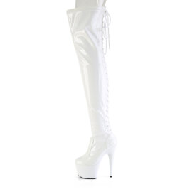 Pleaser ADORE-3850 Platform Overknee Boots Patent White EU-38 / US-8