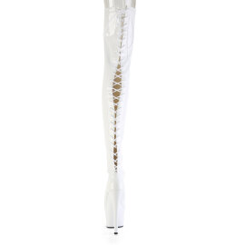Pleaser ADORE-3850 Platform Overknee Boots Patent White EU-38 / US-8