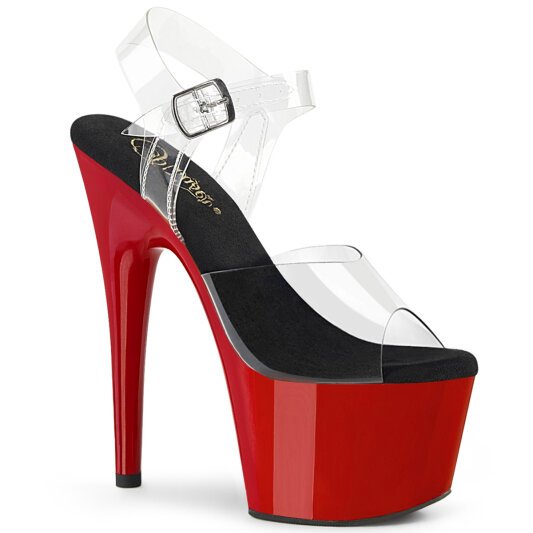 Pleaser ADORE-708 Platform Sandalettes Clear Red EU-43 / US-13