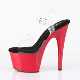 Pleaser ADORE-708 Platform Sandalettes Clear Red EU-43 / US-13