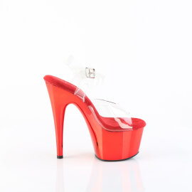 Pleaser ADORE-708 Platform Sandalettes Chrome Clear Red EU-37 / US-7