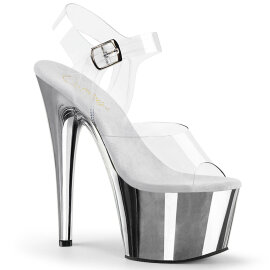 Pleaser ADORE-708 Platform Sandalettes Chrome Clear...