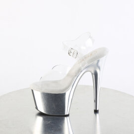 Pleaser ADORE-708 Platform Sandalettes Chrome Clear Silver EU-44 / US-14