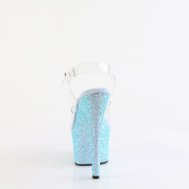 Pleaser ADORE-708LG Platform Sandalettes Clear Glitter Blue EU-37 / US-7