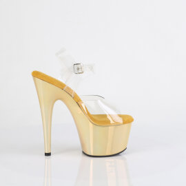 Pleaser ADORE-708LQ Platform Sandalettes Clear Hologram Gold EU-39 / US-9