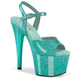 Pleaser ADORE-709GP Platform Sandalettes Patent Glitter Green Blue EU-37 / US-7