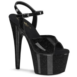 Pleaser ADORE-709GP Platform Sandalettes Patent Glitter Black EU-40 / US-10