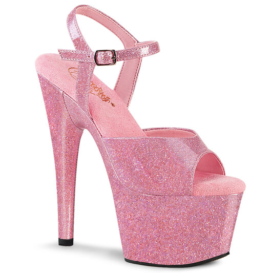 Pleaser ADORE-709GP Platform Sandalettes Patent Glitter Pink EU-37 / US-7