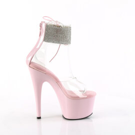 Pleaser ADORE-724RS Platform Sandalettes Clear Rhinestones Pink EU-37 / US-7