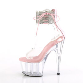 Pleaser ADORE-724RS Platform Sandalettes Clear Rhinestones Pink Transparent EU-37 / US-7