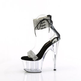 Pleaser ADORE-727RS Platform Sandalettes Clear Rhinestones Black EU-40 / US-10