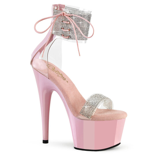 Pleaser ADORE-727RS Platform Sandalettes Clear Rhinestones Pink EU-35 / US-5
