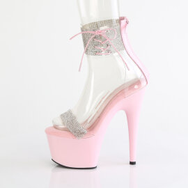 Pleaser ADORE-727RS Platform Sandalettes Clear Rhinestones Pink EU-37 / US-7