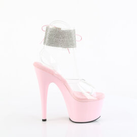 Pleaser ADORE-791-2RS Platform Sandalettes Clear Rhinestones Pink EU-37 / US-7