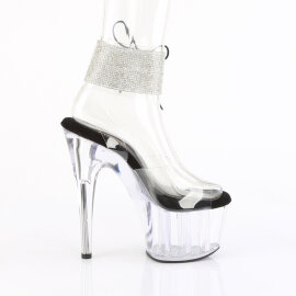 Pleaser ADORE-791-2RS Platform Sandalettes Clear Rhinestones Black EU-41 / US-11
