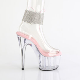 Pleaser ADORE-791-2RS Platform Sandalettes Clear Rhinestones Pink Transparent EU-39 / US-9