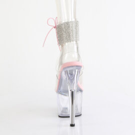Pleaser ADORE-791-2RS Platform Sandalettes Clear Rhinestones Pink Transparent EU-41 / US-11