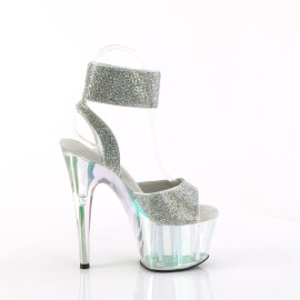 Pleaser ADORE-791HTRS Platform Sandalettes Hologram Rhinestones Silver EU-35 / US-5