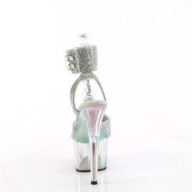 Pleaser ADORE-791HTRS Platform Sandalettes Hologram Rhinestones Silver EU-37 / US-7