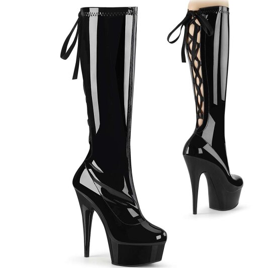 Pleaser DELIGHT-2029 Black Stretch. Patent/Black EU-39 / US-9