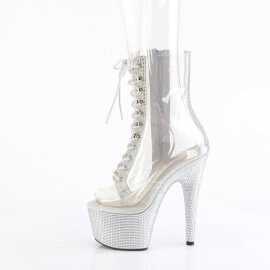 Pleaser BEJEWELED-1021C-2 Platform Ankle Boots Clear Rhinestones Silver Transparent EU-35 / US-5