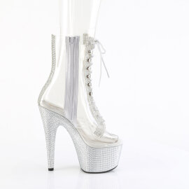 Pleaser BEJEWELED-1021C-2 Platform Ankle Boots Clear Rhinestones Silver Transparent EU-35 / US-5