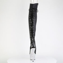 Pleaser BEJEWELED-3019MS-7 Platform Overknee Boots Faux Leather Rhinestones Black EU-42 / US-12