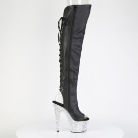 Pleaser BEJEWELED-3019MS-7 Platform Overknee Boots Faux Leather Rhinestones Black EU-42 / US-12