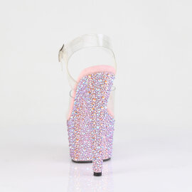 Pleaser BEJEWELED-708MS Platform Sandalettes Clear Rhinestones Pink EU-37 / US-7