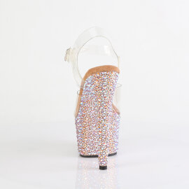 Pleaser BEJEWELED-708MS Platform Sandalettes Clear Rhinestones Gold EU-37 / US-7