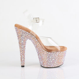 Pleaser BEJEWELED-708MS Platform Sandalettes Clear Rhinestones Gold EU-37 / US-7