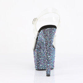 Pleaser BEJEWELED-708MS Platform Sandalettes Clear Rhinestones Black EU-35 / US-5