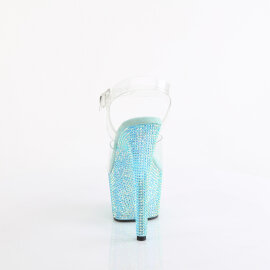 Pleaser BEJEWELED-708RRS Platform Sandalettes Clear Rhinestones Turquoise EU-42 / US-12