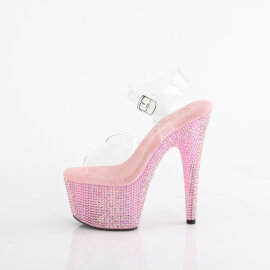 Pleaser BEJEWELED-708RRS Platform Sandalettes Clear Rhinestones Pink EU-35 / US-5