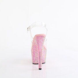 Pleaser BEJEWELED-708RRS Platform Sandalettes Clear Rhinestones Pink EU-35 / US-5
