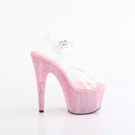 Pleaser BEJEWELED-708RRS Platform Sandalettes Clear Rhinestones Pink EU-37 / US-7