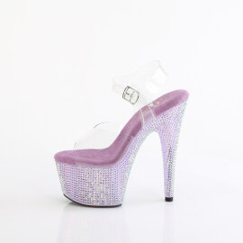 Pleaser BEJEWELED-708RRS Platform Sandalettes Clear Rhinestones Purple EU-39 / US-9