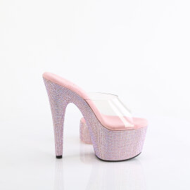 Pleaser BEJEWELED-712RS Platform Mules Clear Rhinestones Baby Pink EU-41 / US-11