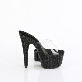 Pleaser BEJEWELED-712RS Platform Mules Clear Rhinestones Black EU-42 / US-12