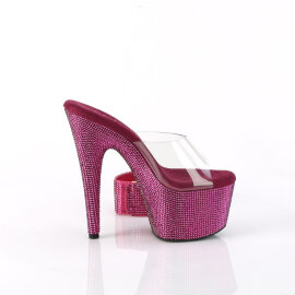 Pleaser BEJEWELED-712RS Platform Mules Clear Rhinestones Pink EU-42 / US-12