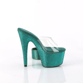 Pleaser BEJEWELED-712RS Platform Mules Clear Rhinestones Green EU-37 / US-7