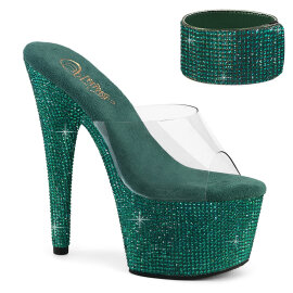 Pleaser BEJEWELED-712RS Platform Mules Clear Rhinestones...