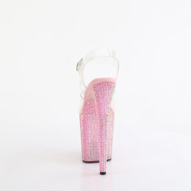 Pleaser BEJEWELED-808RRS Platform Sandalettes Clear Rhinestones Pink EU-35 / US-5