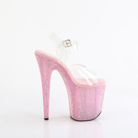 Pleaser BEJEWELED-808RRS Platform Sandalettes Clear Rhinestones Pink EU-35 / US-5