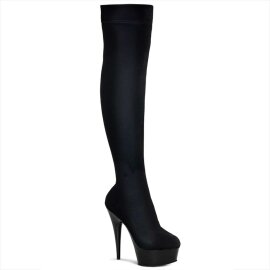 Pleaser DELIGHT-3002 Black Stretch Velvet/Black EU-38 / US-8