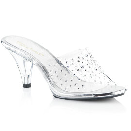 Fabulicious BELLE-301RS Mules Clear Rhinestones Transparent EU-38 / US-8