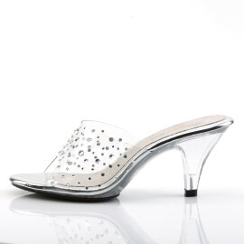 Fabulicious BELLE-301RS Mules Clear Rhinestones Transparent EU-38 / US-8