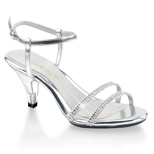 Fabulicious BELLE-316 Sandalettes Clear Metallic Faux Leather Silver EU-42 / US-12