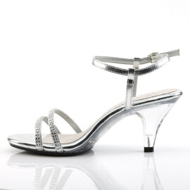 Fabulicious BELLE-316 Sandalettes Clear Metallic Faux Leather Silver EU-44 / US-14